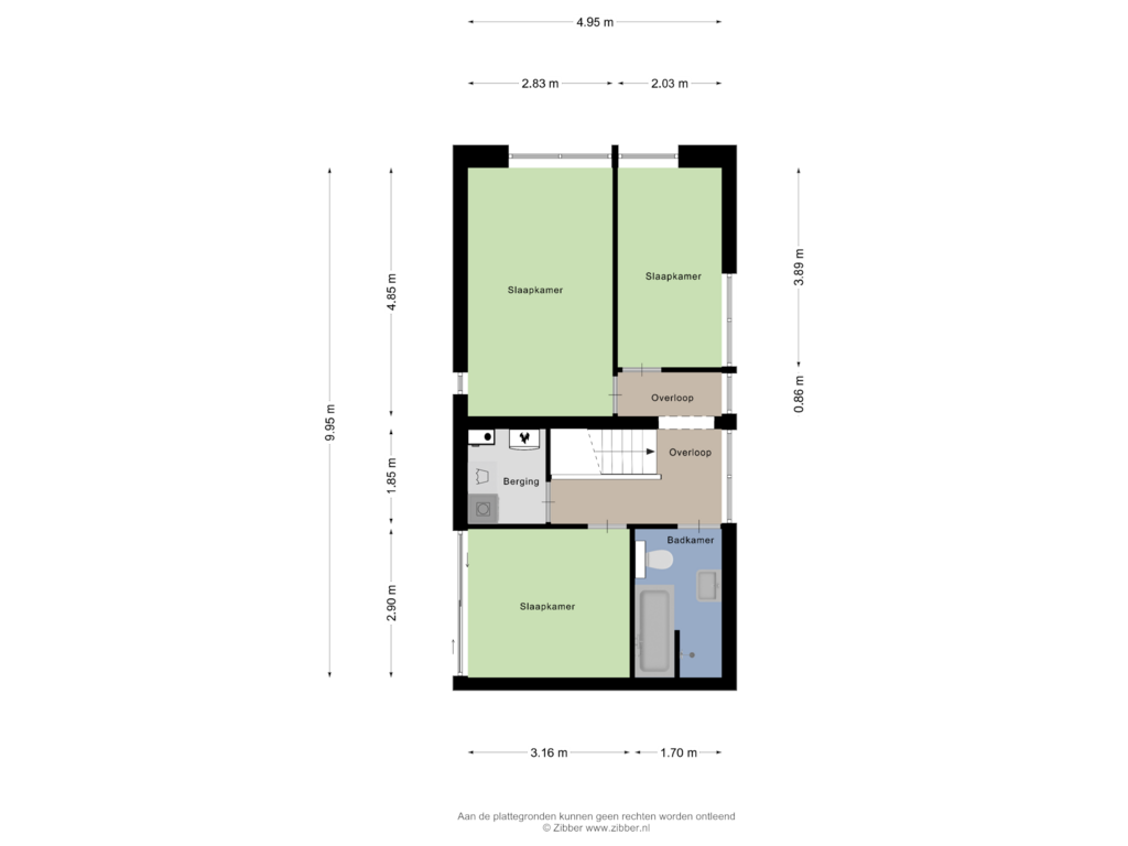 Bekijk plattegrond van Tweede verdieping van Singerstraat 99