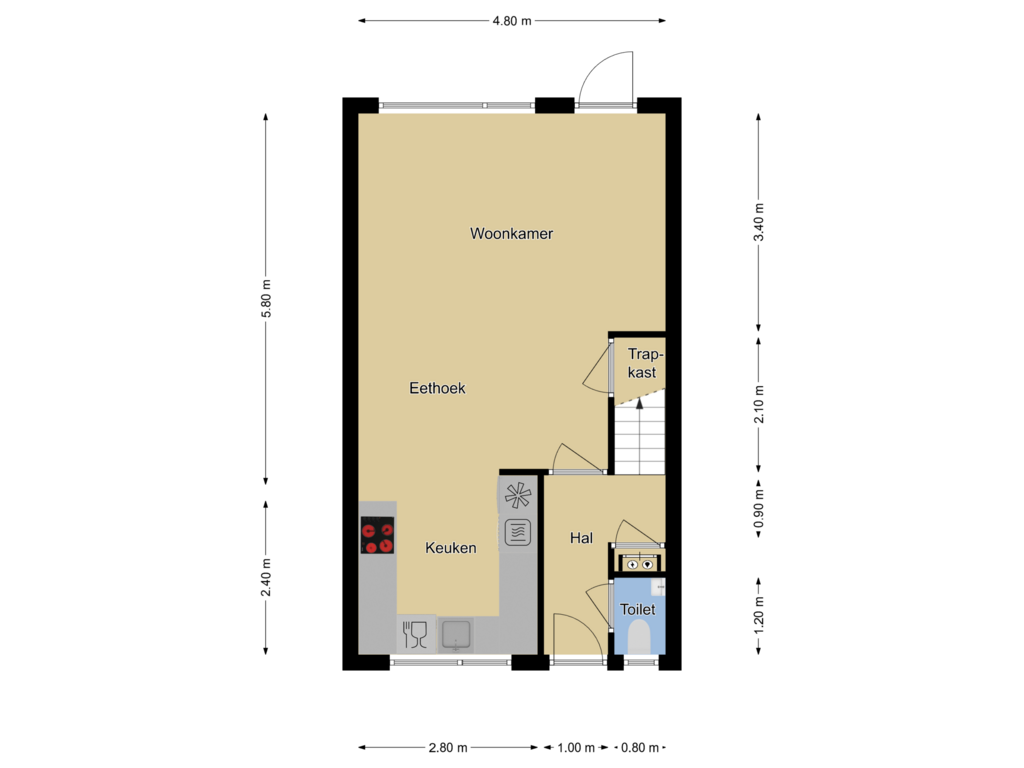 Bekijk plattegrond van Begane grond van De Veldse Hofstede 12