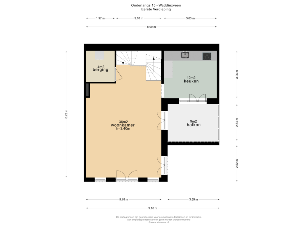 View floorplan of EERSTE VERDIEPING of Onderlangs 15