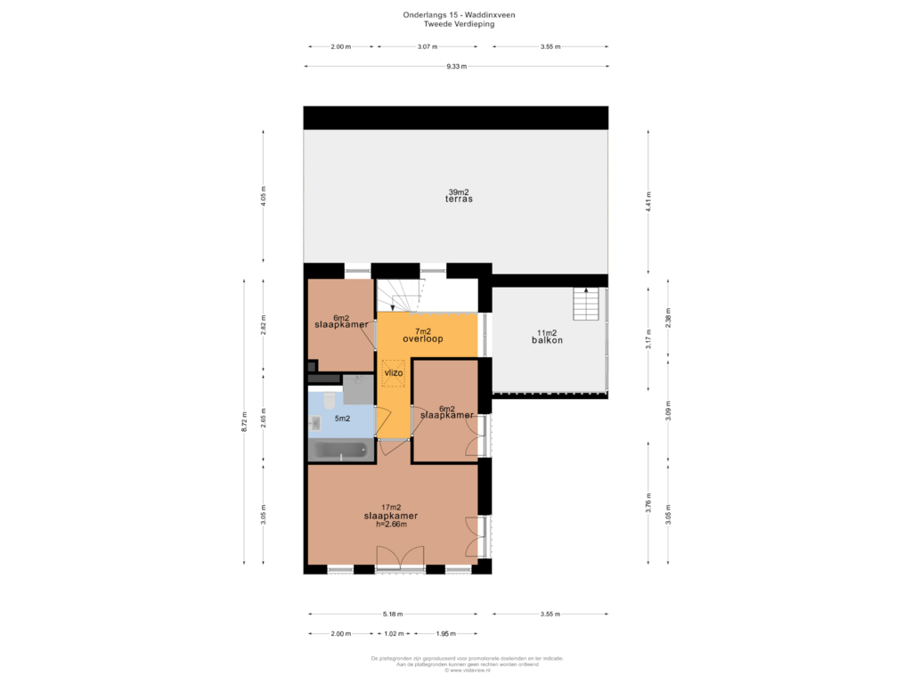 View floorplan of TWEEDE VERDIEPING of Onderlangs 15