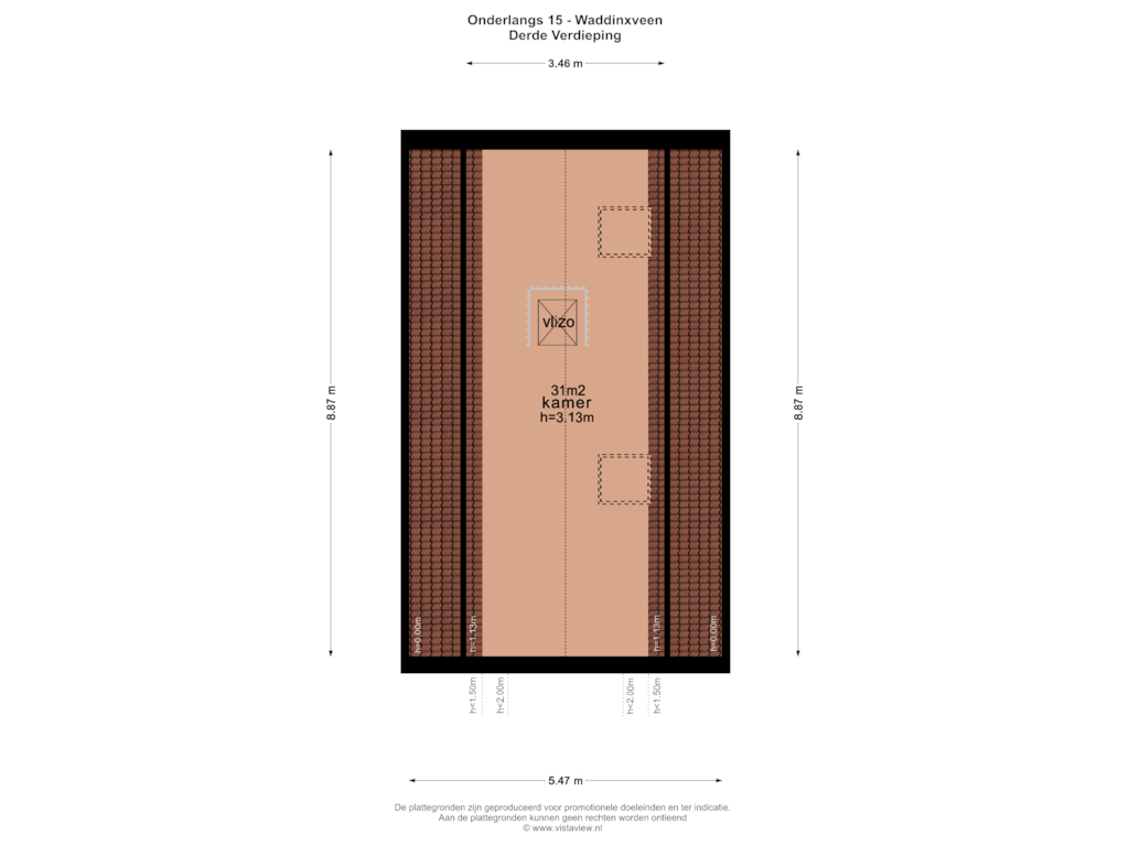 View floorplan of DERDE VERDIEPING of Onderlangs 15