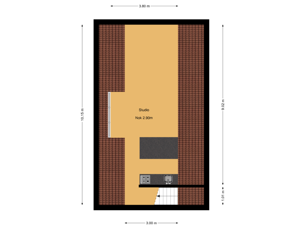 Bekijk plattegrond van Verdieping bijgebouw van Eerste Kruishaarseweg 13