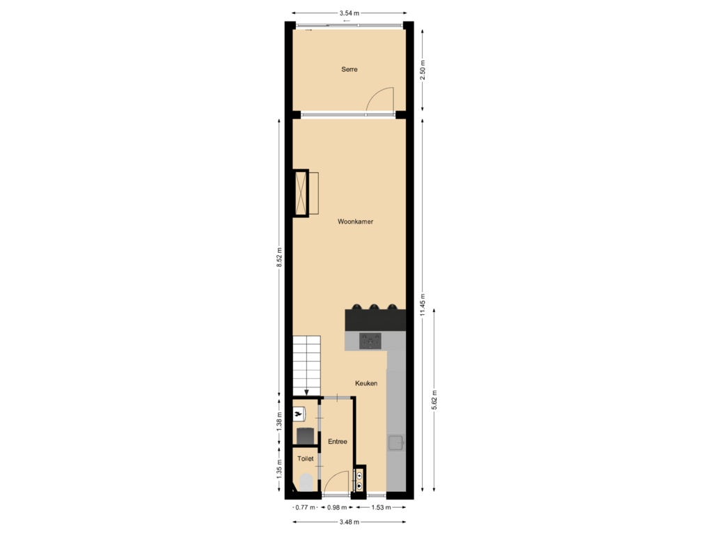 Bekijk plattegrond van Begane grond van Dorpsplein 7-B