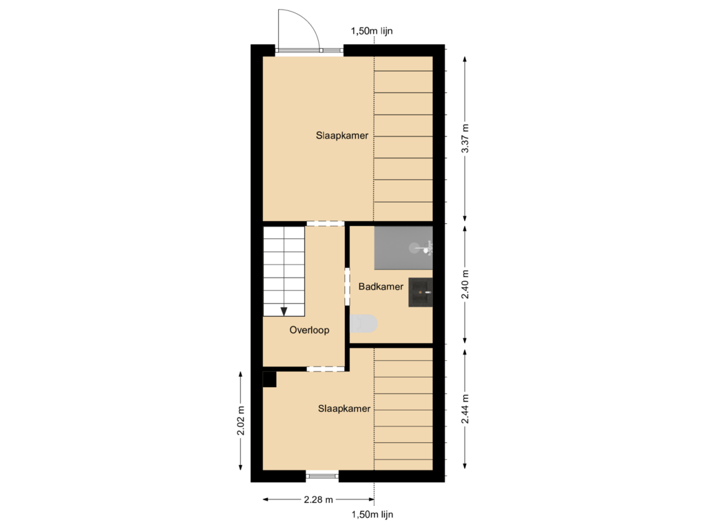 Bekijk plattegrond van Etage van Dorpsplein 7-B