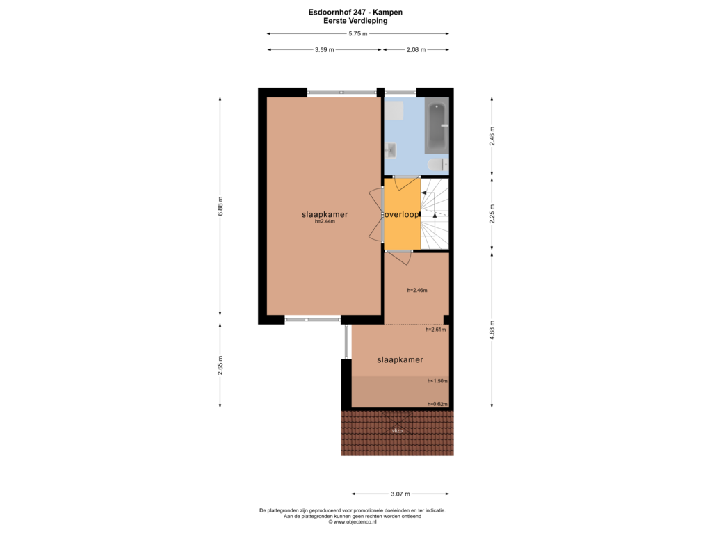 View floorplan of EERSTE VERDIEPING of Esdoornhof 247