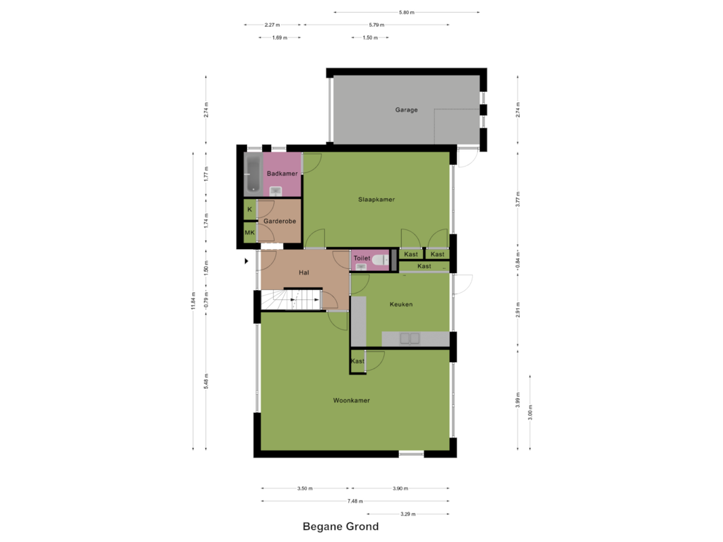 Bekijk plattegrond van Begane Grond van Bosstraat 18