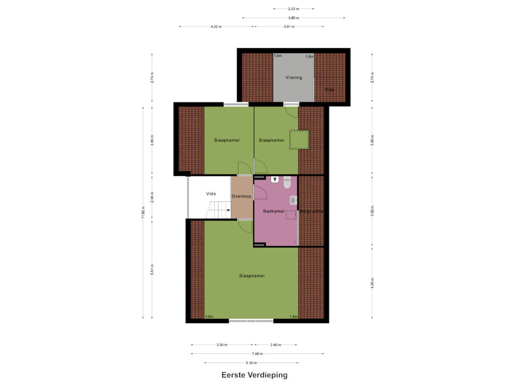 Bekijk plattegrond van Eerste Verdieping van Bosstraat 18