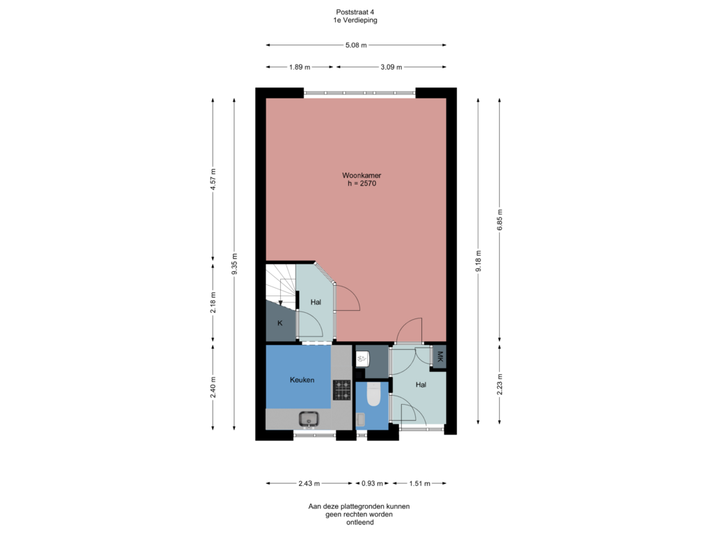 Bekijk plattegrond van  1e Verdieping van Poststraat 4