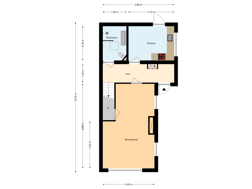 Bekijk plattegrond van Begane Grond van Giessensesteeg 10