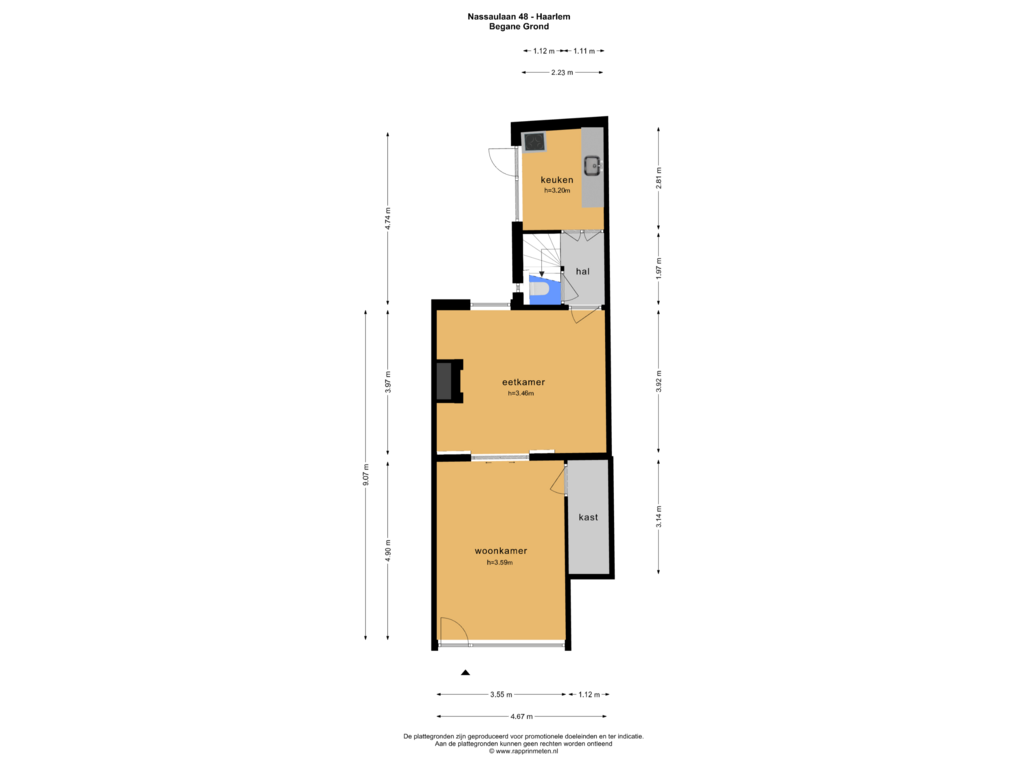 View floorplan of BEGANE GROND of Nassaulaan 48