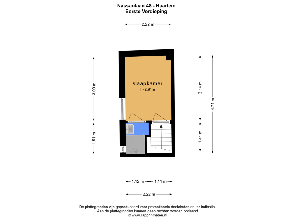 View floorplan of EERSTE VERDIEPING of Nassaulaan 48