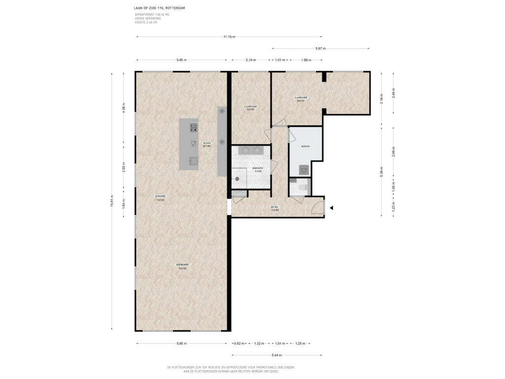 Bekijk plattegrond van 4e verdieping van Laan op Zuid 116