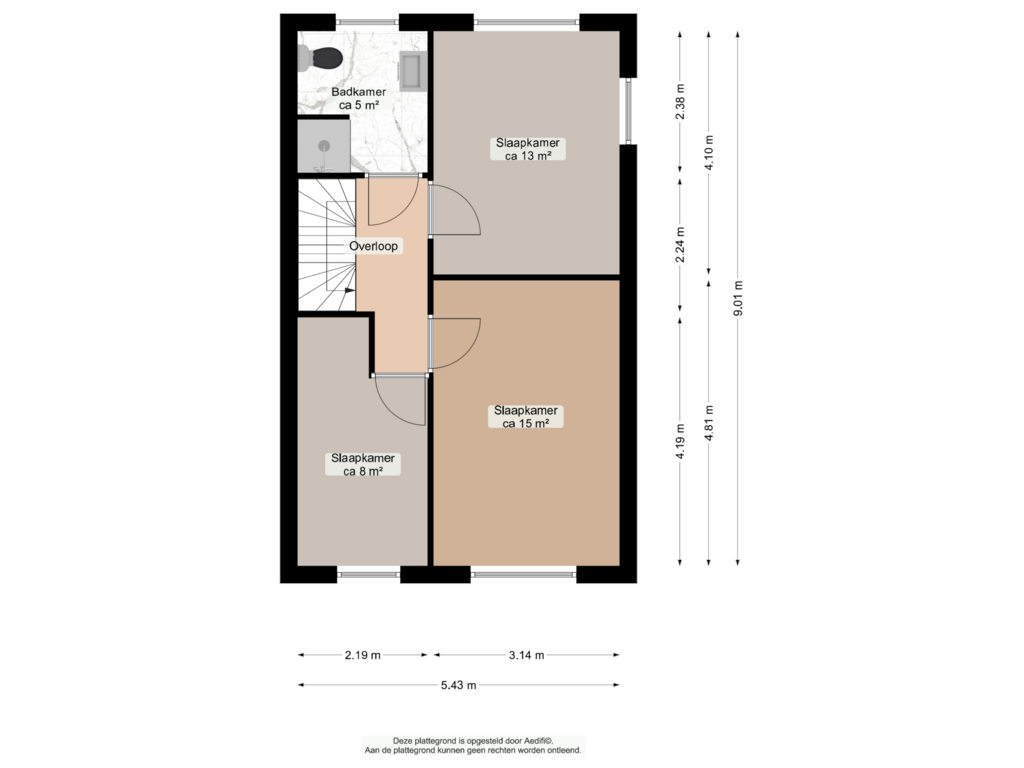 View floorplan of Eerste verdieping of Aalscholver 16