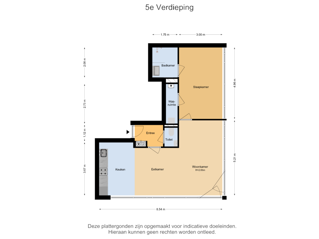 Bekijk plattegrond van 5e Verdieping van Prins Bernhardlaan 2-M