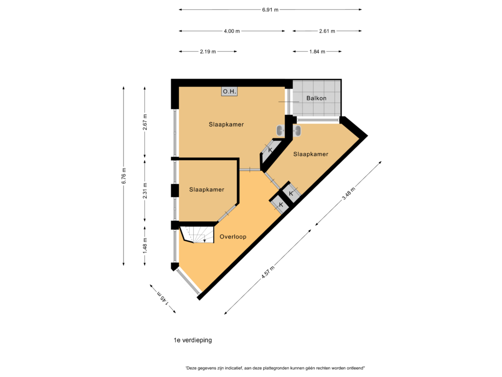 Bekijk plattegrond van 1e verdieping van Esdoornstraat 45