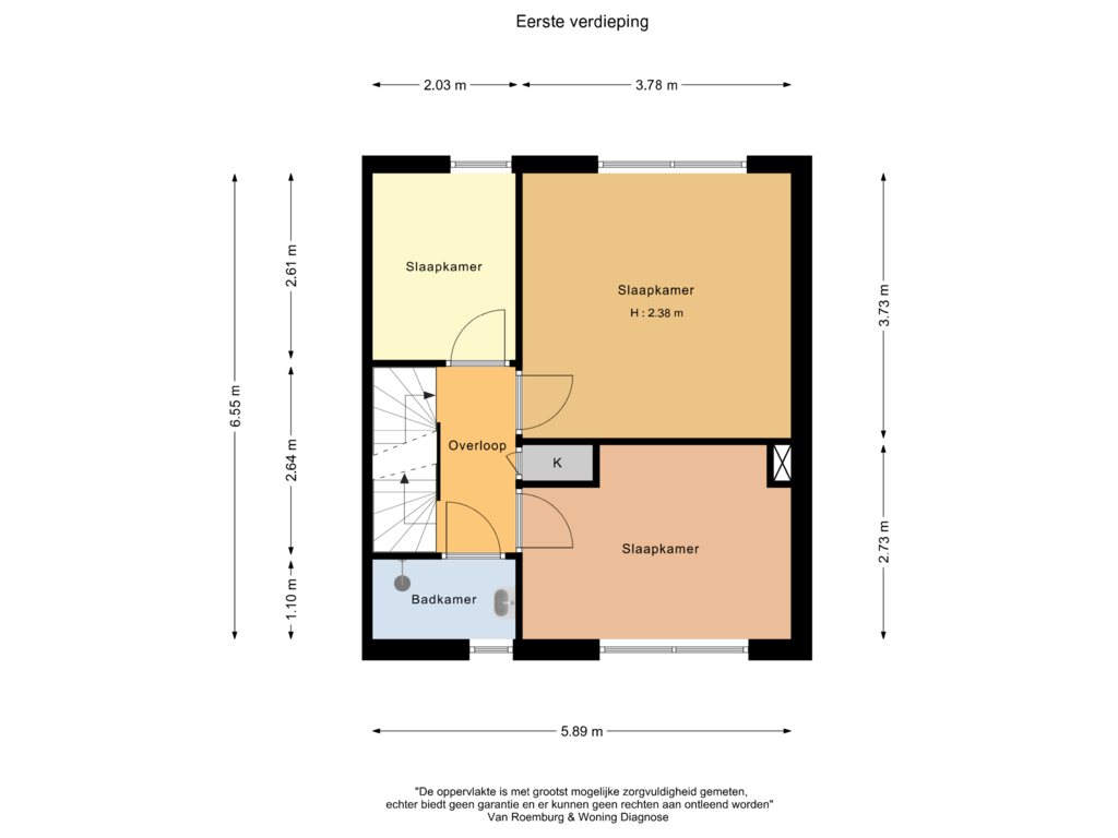 Bekijk plattegrond van Eerste verdieping van Wilgenlaan 44