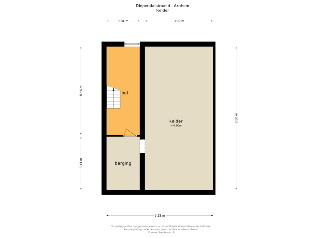 Bekijk plattegrond van Kelder van Diependalstraat 4