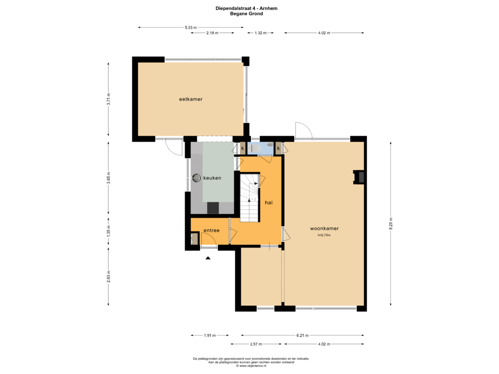 Bekijk plattegrond van Begane Grond van Diependalstraat 4