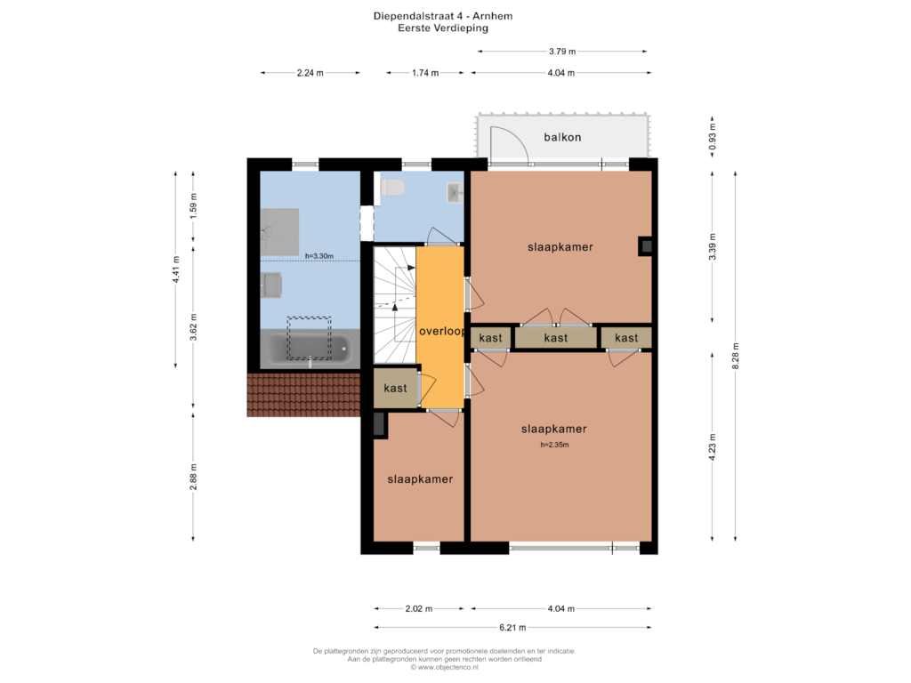 Bekijk plattegrond van Eerste Verdieping van Diependalstraat 4