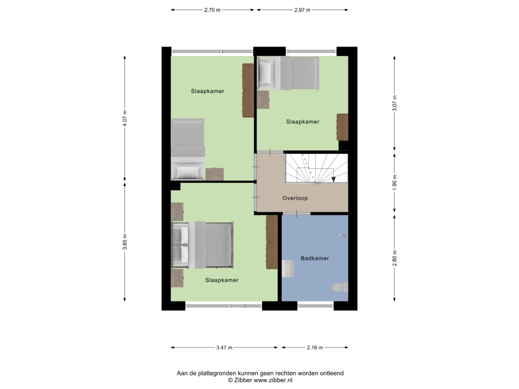 View floorplan of Eerste verdieping of Nebostraat 21