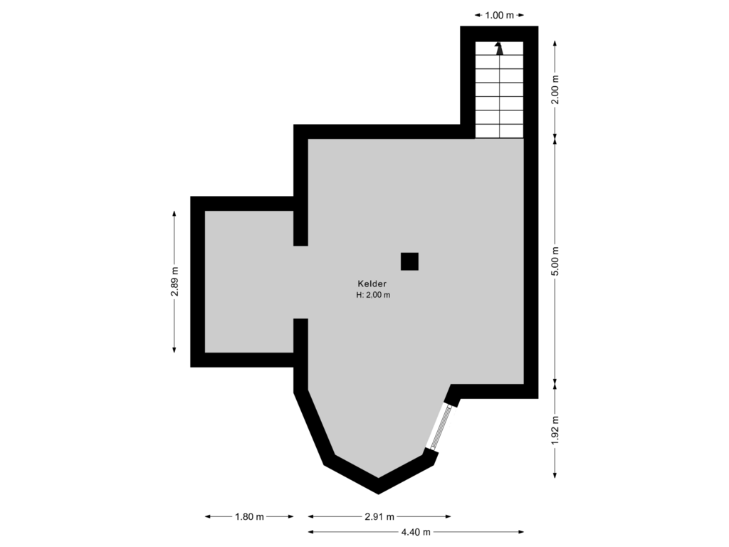 Bekijk plattegrond van Kelder van Koningin Wilhelminalaan 516