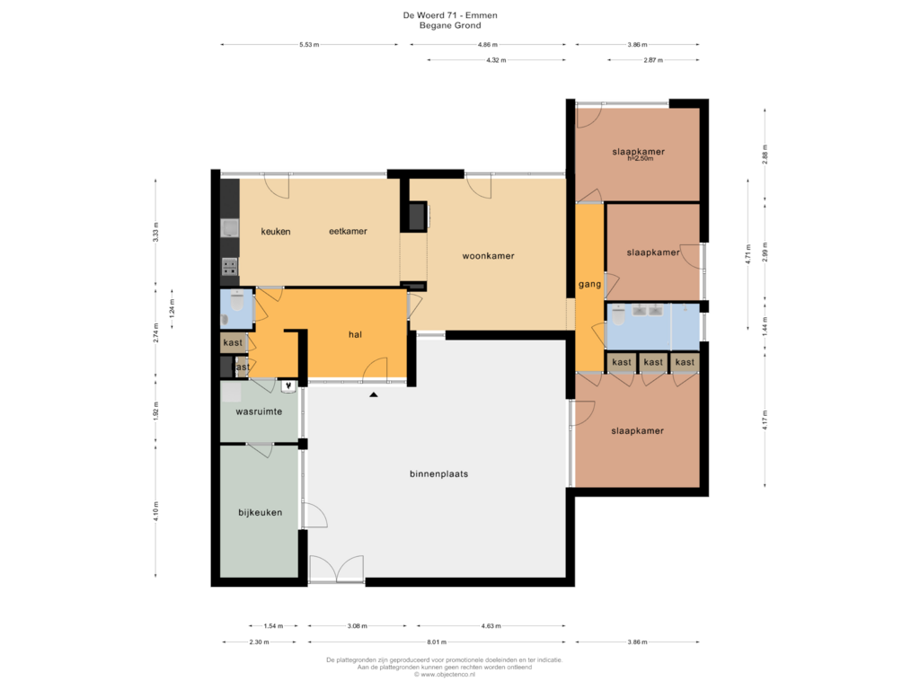 Bekijk plattegrond van BEGANE GROND van De Woerd 71