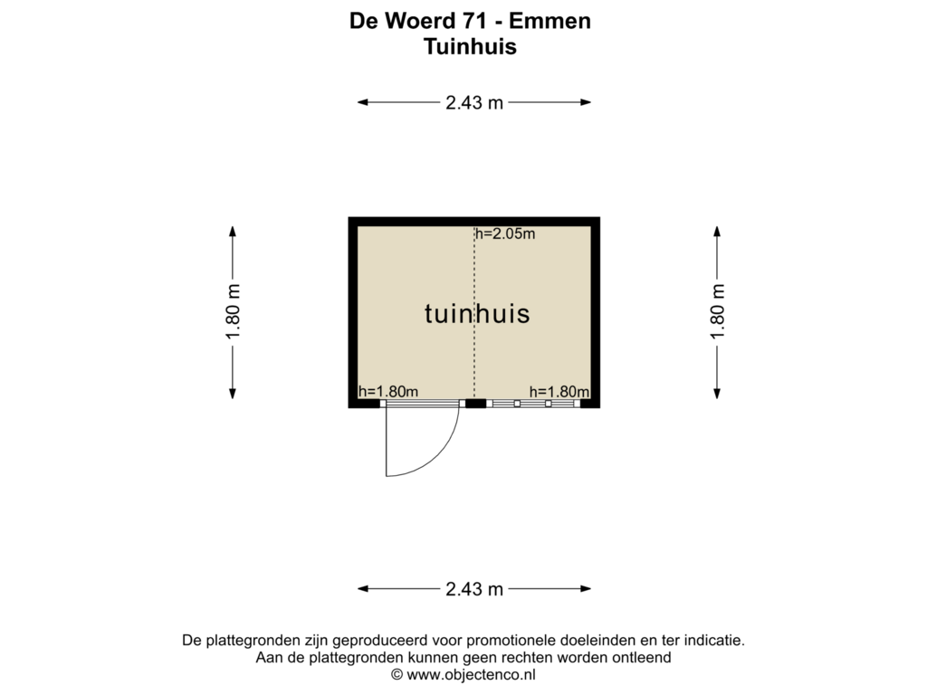 Bekijk plattegrond van TUINHUIS van De Woerd 71