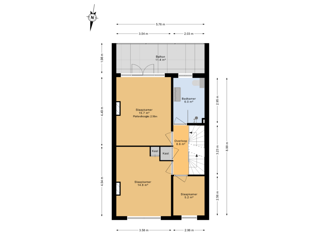 Bekijk plattegrond van 3e verdieping van Burgemeester Knappertlaan 225-B