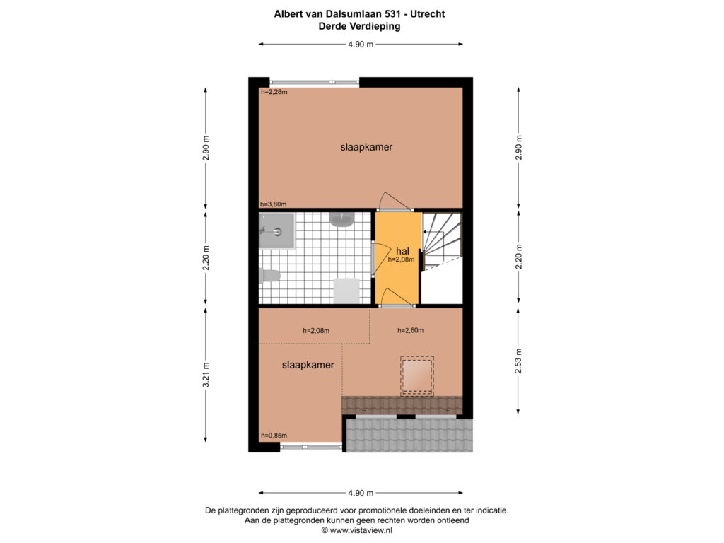 Bekijk plattegrond van Derde Verdieping van Albert van Dalsumlaan 531