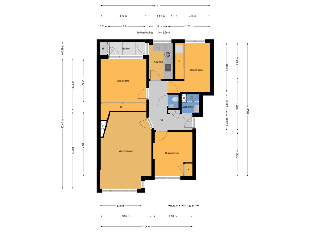 Bekijk plattegrond van 1e Verdieping van Laan van Meerdervoort 1243