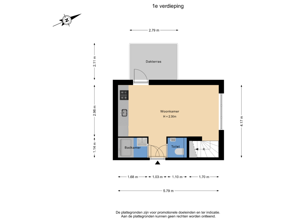 Bekijk plattegrond van 1e verdieping van Dorpsstraat 54C