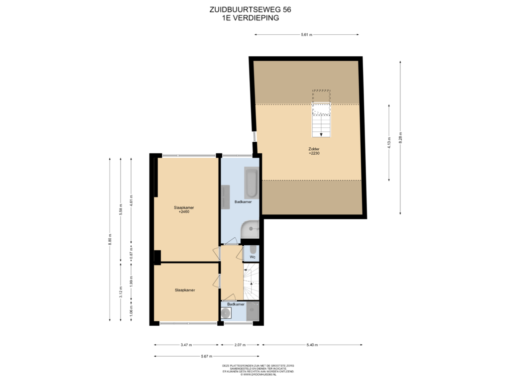 View floorplan of 1E Verdieping of Zuidbuurtseweg 56