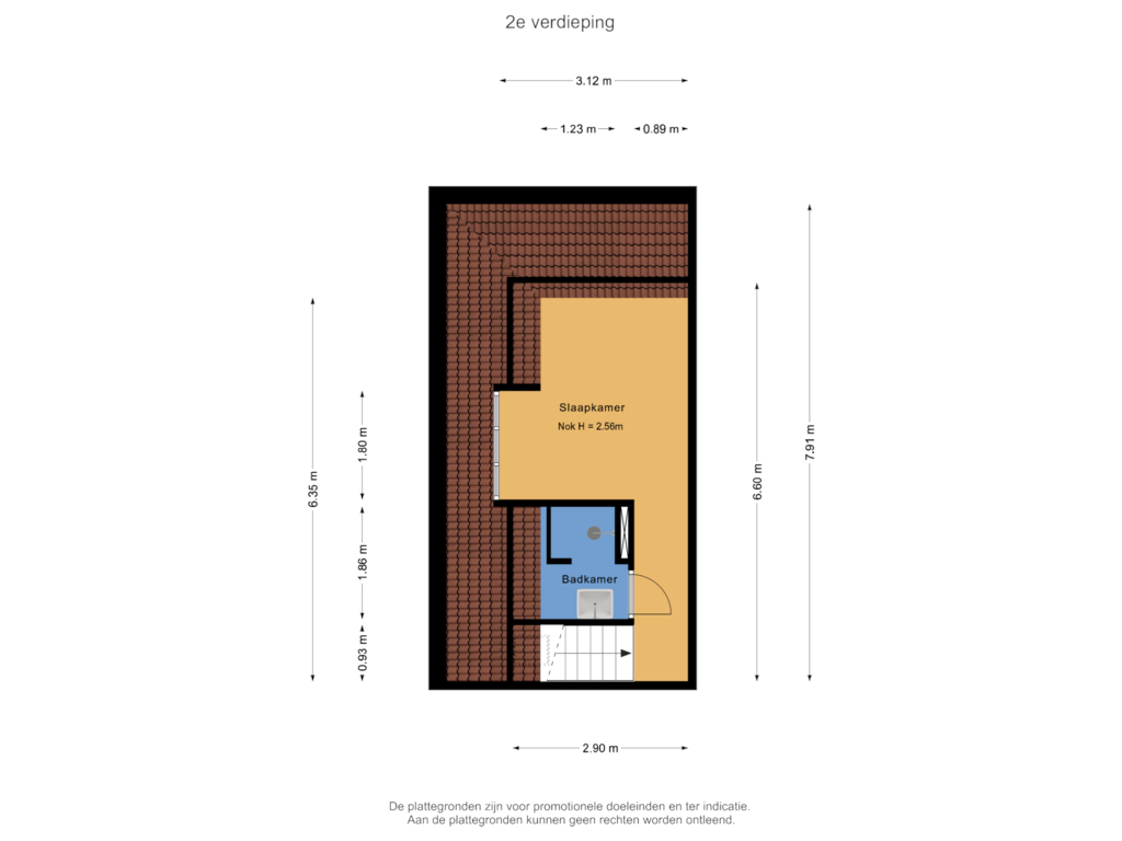 View floorplan of 2e verdieping of Dorpsstraat 54B