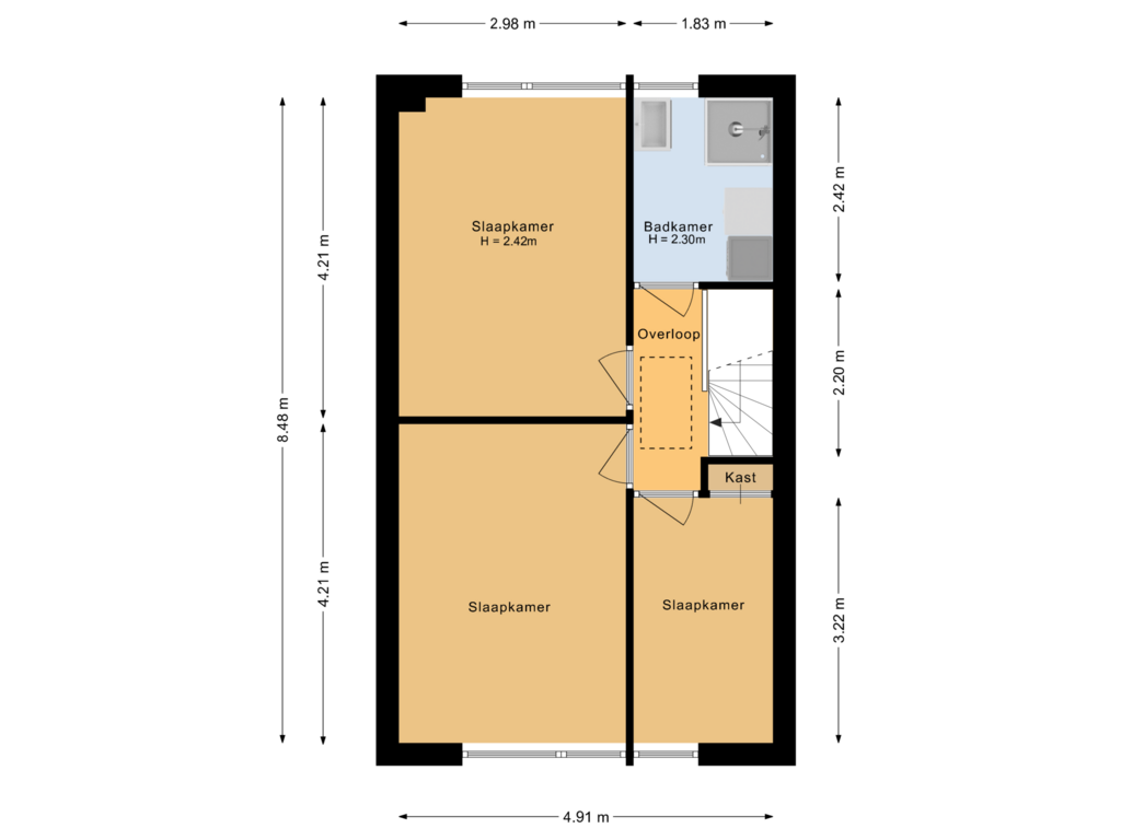 View floorplan of Eerste verdieping of Vogelzang 46