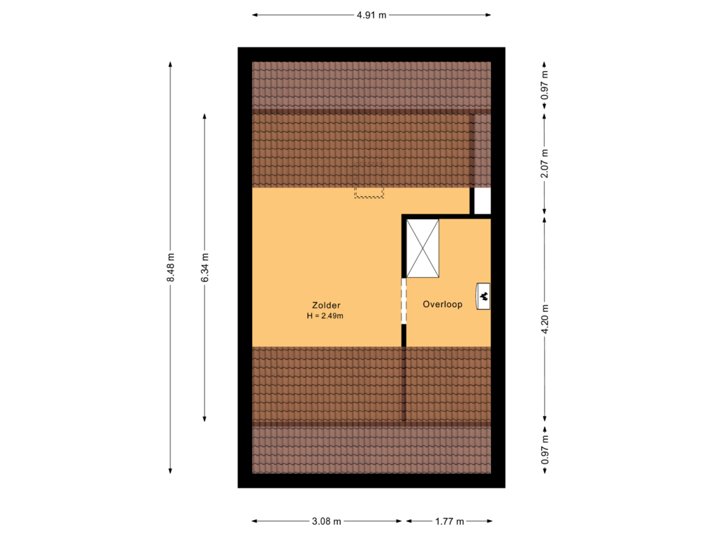 View floorplan of Tweede verdieping of Vogelzang 46