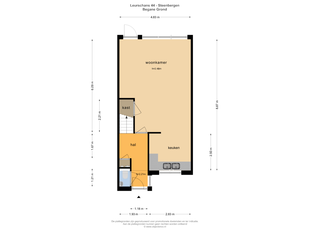 Bekijk plattegrond van BEGANE GROND van Leurschans 44