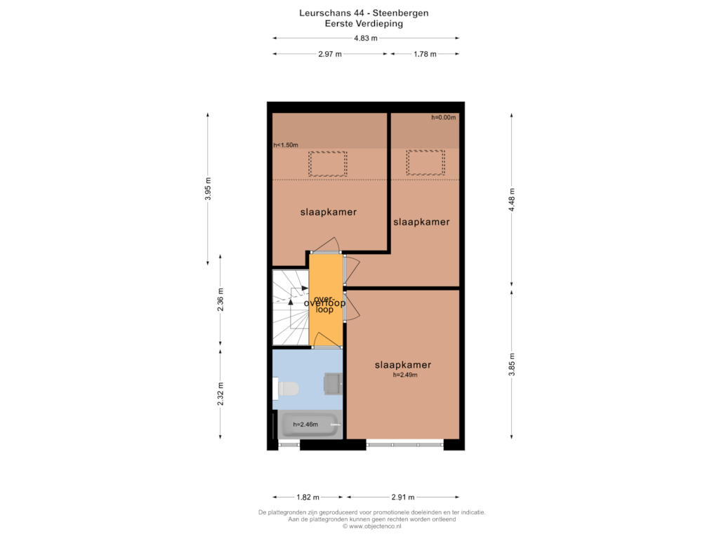 Bekijk plattegrond van EERSTE VERDIEPING van Leurschans 44