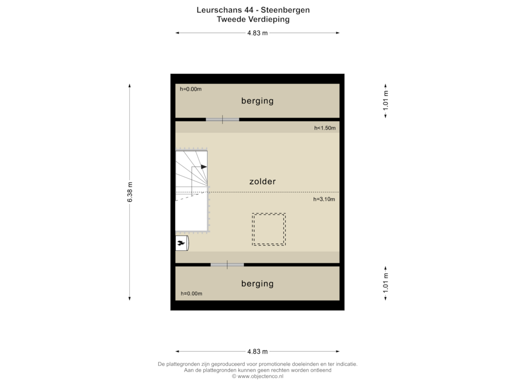 Bekijk plattegrond van TWEEDE VERDIEPING van Leurschans 44