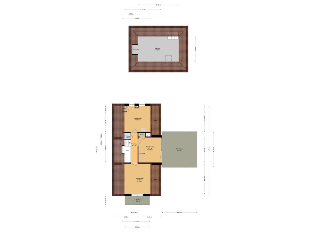 View floorplan of 1e verdieping of van Limburg Stirumweg 13