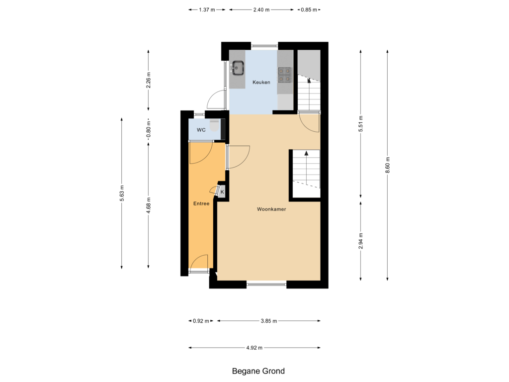 View floorplan of Begane Grond of Dommer van Poldersveldtweg 49