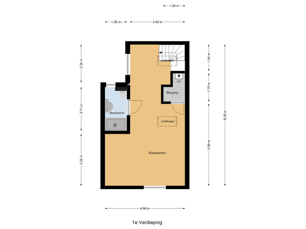 View floorplan of 1e Verdieping of Dommer van Poldersveldtweg 49