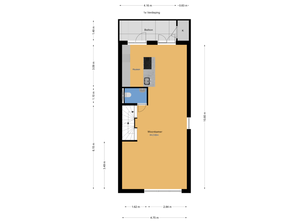 Bekijk plattegrond van 1e Verdieping van van Heurnstraat 227