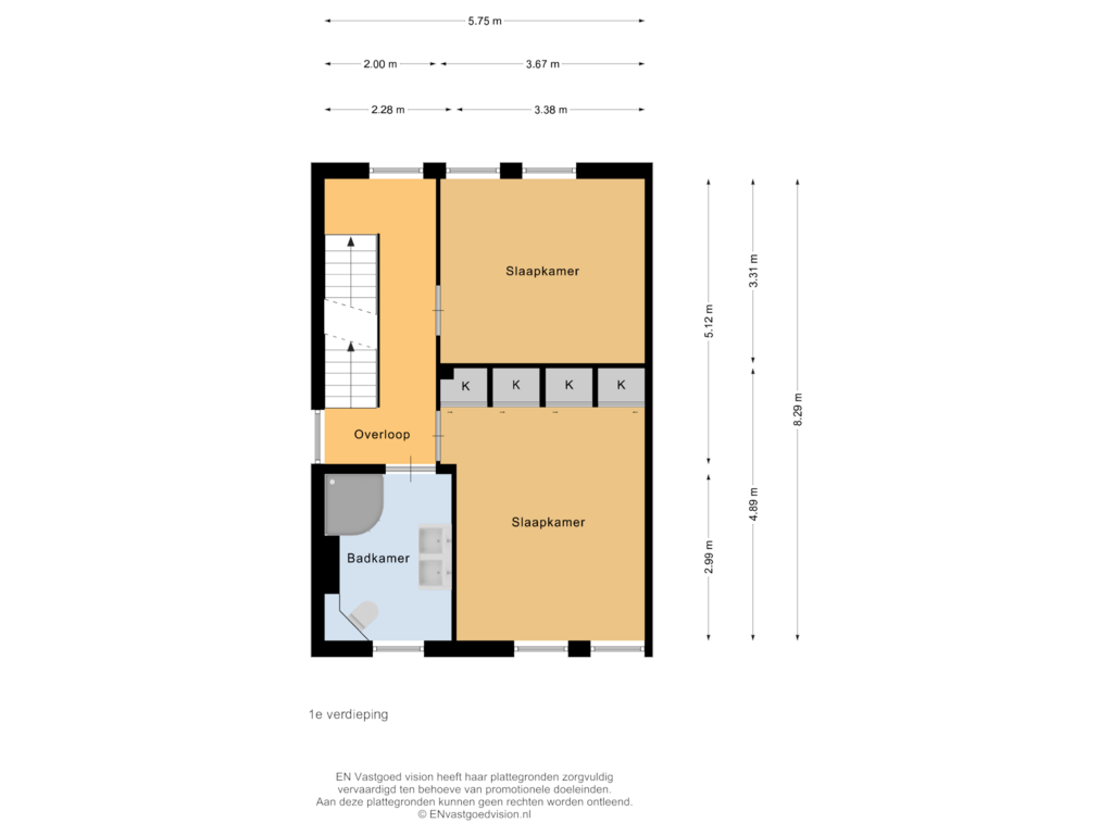 Bekijk plattegrond van 1e verdieping van Kennemerpoort 26