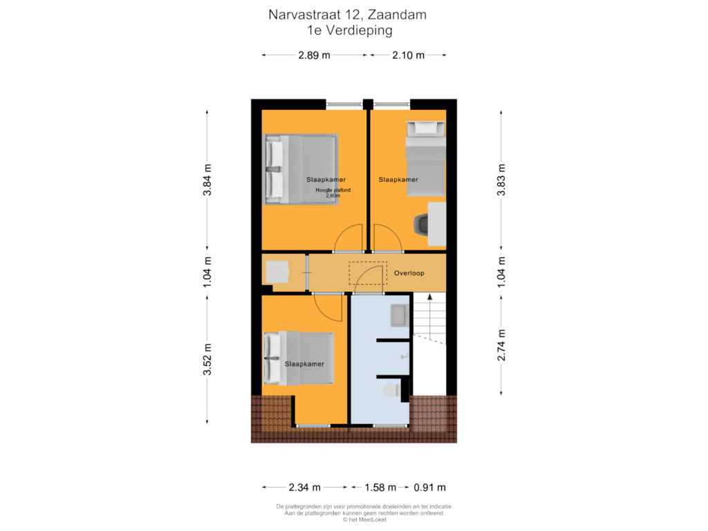 Bekijk plattegrond van 1e Verdieping van Narvastraat 12