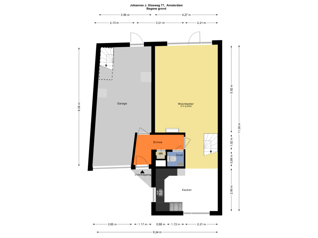 Bekijk plattegrond van Begane grond van Johannes J. Glasweg 77