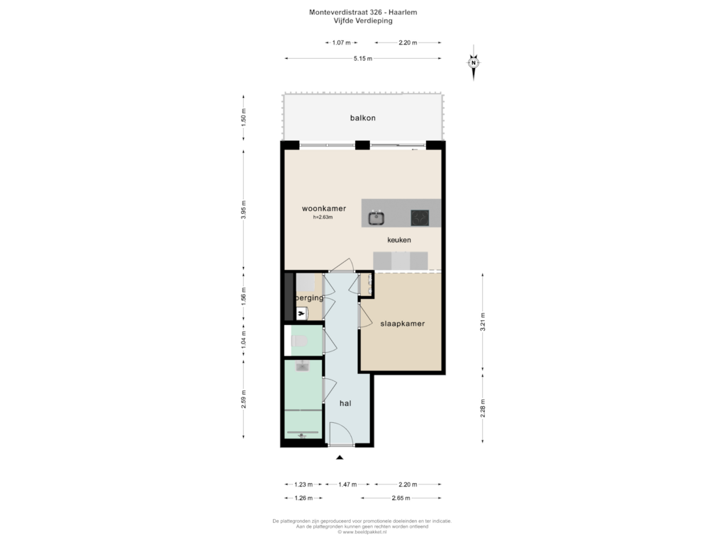 View floorplan of VIJFDE VERDIEPING of Monteverdistraat 326