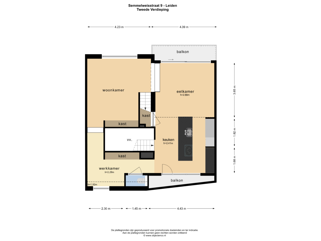 View floorplan of TWEEDE VERDIEPING of Semmelweisstraat 9