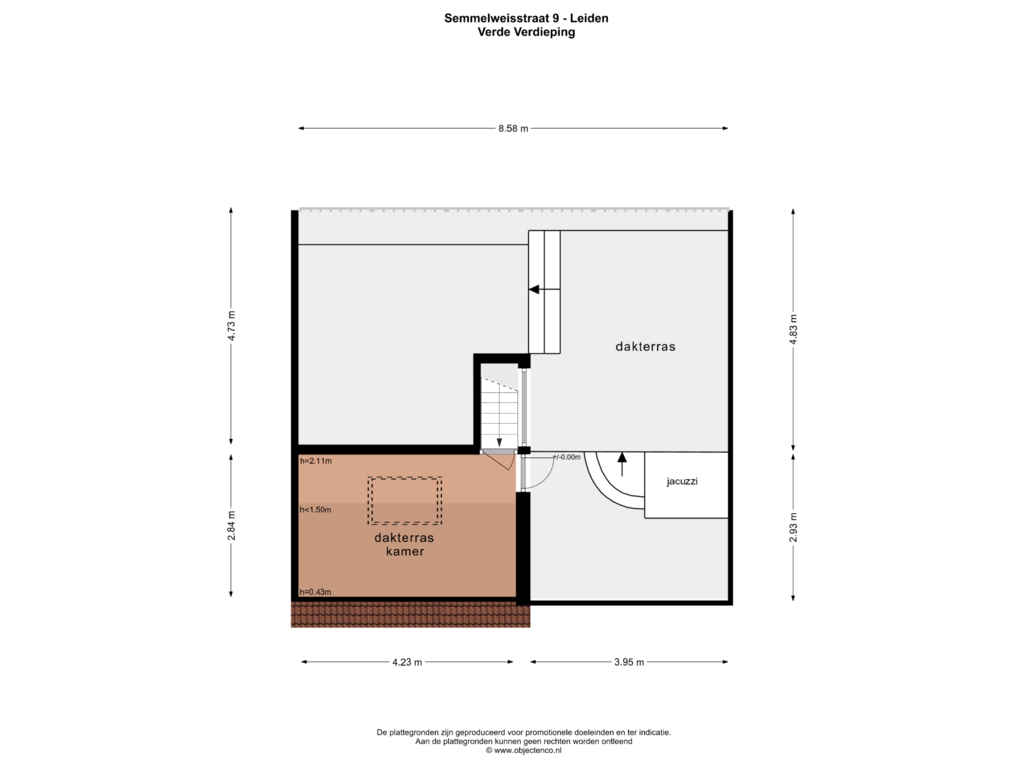 View floorplan of DERDE VERDIEPING of Semmelweisstraat 9