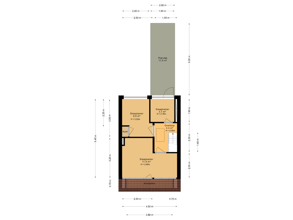 View floorplan of 1e verdieping of Papaverstraat 4