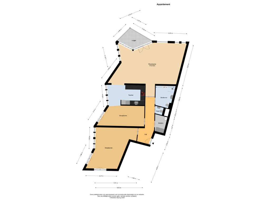 Bekijk plattegrond van Appartement van J. Bijhouwersstraat 65